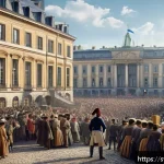 Home 23 프랑스어 혁명 이후 변화 - A detailed historical scene depicting the French Revolution’s transition from monarchy to democracy:...